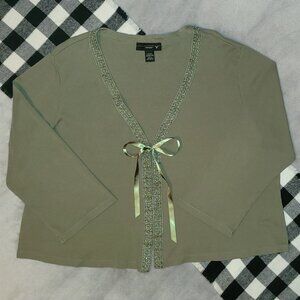 22/24 | Venezia | Ribbon-Tie Floral Trim Cardigan